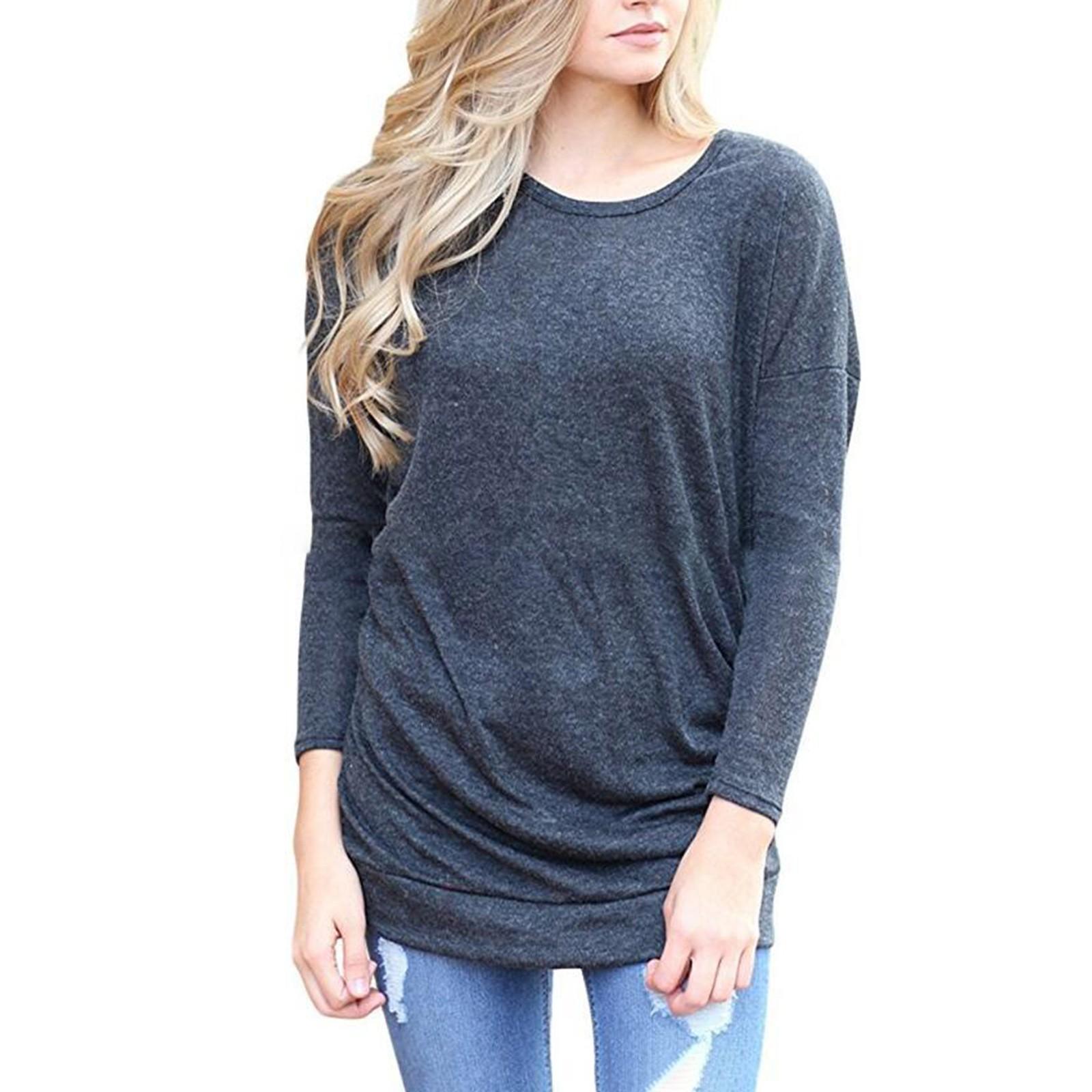 

Рубашки с длинным рукавом для женщин, легкие свитера с круглым вырезом на пуговицах, туники, топы с круглым вырезом L