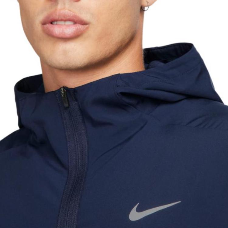 Nike Logo Print Hooded Zip-Up Jacket Men Outerwear Blue FB7483-451