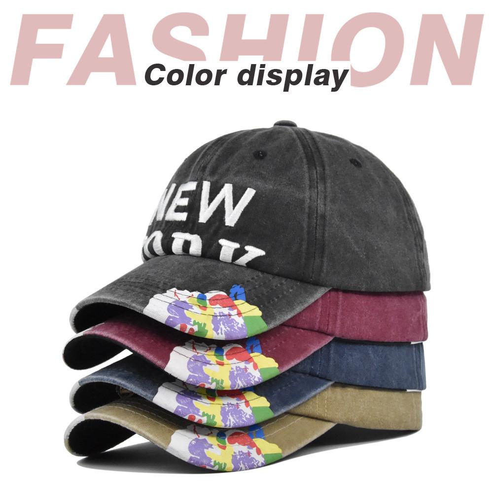 Retro Embroidered Duck Tongue Cap Washed Distressed Trucker Hat For All Seasons