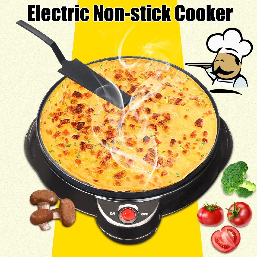 220v 650w Cooker Cooking Pan W/ Egg Baking Tool Electric Non-stick Pancake Pizza Making Machine