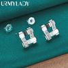 925 Sterling Silver Square Zircon Stud Earrings For Women Party Fashion Jewelry
