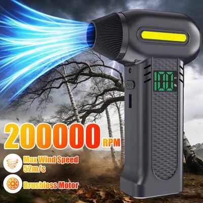 5 Gears Adjustable Jet Fan Multi Outlet Nozzles Turbo Blower Strong Blowing Type-C Charging 200000RPM Cordless Car Snow Removal Electric Air Duster