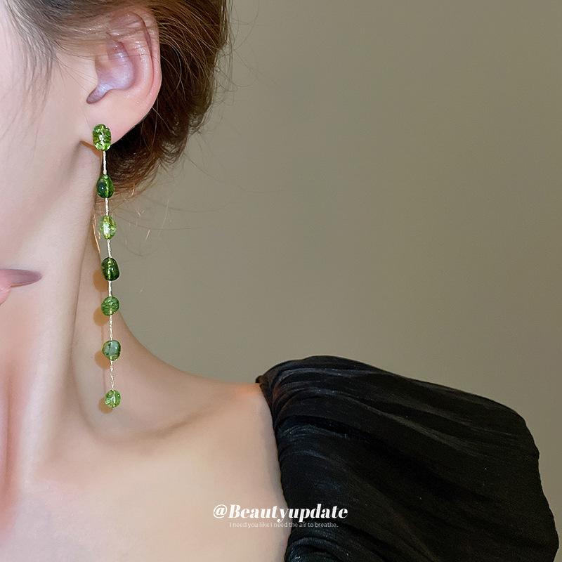 Silver Needle Geometric Tassel Earrings - Light Luxury Dangle, Elegant & Versatile Women's Earrings.