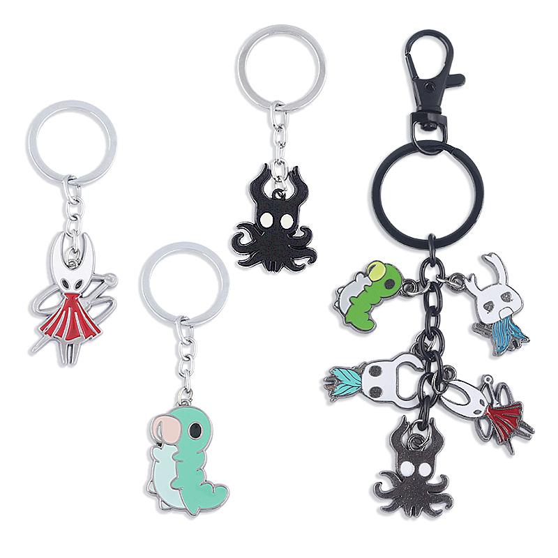 Hollow Knight Metall Charaktere Schlüsselanhänger Der Ritter Oktopus Grub Hornet Anhänger Schlüsselkette für Damen Herren Schlüsselhalter Schmuck
