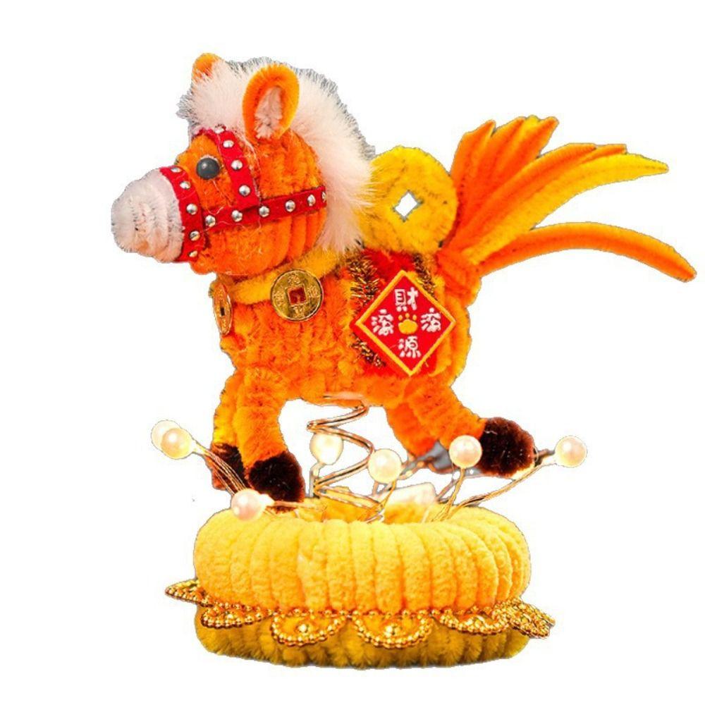 Handmade Glowing Rotating Lantern Unfinished Cartoon Spinning Horse Lantern DIY Material Kit Cute DIY Twister Stick Kids