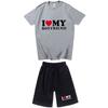 Men Women Cotton Short Sleeve T-Shirt Shorts Set Casual Outfit Youth Style