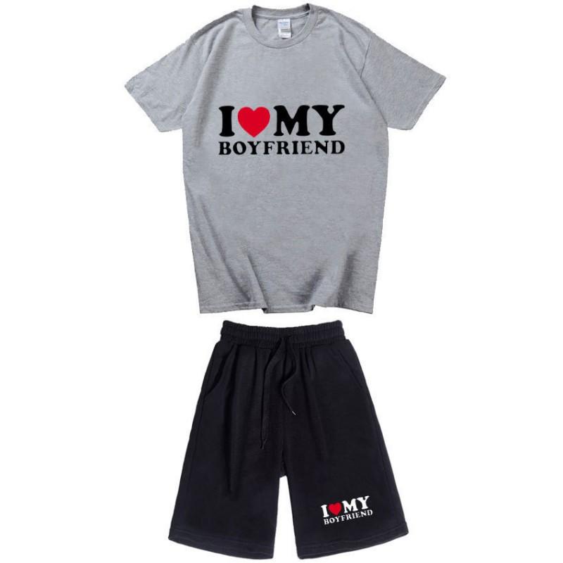 Men Women Cotton Short Sleeve T-Shirt Shorts Set Casual Outfit Youth Style