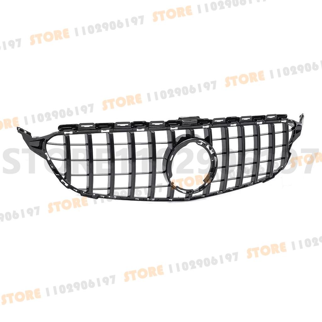 for Mercedes Benz 2015-2018 2019-2021 W205 C-Class C180 C200 C250 C300 C400 GT Front Bumper Grille Hood Grill With Camera Hole