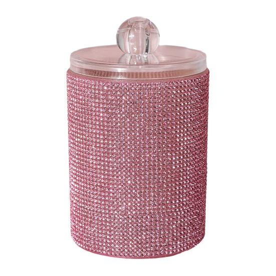 Úložná nádoba na kamínky s víčkem Jiskřivá nádoba na vatové tyčinky Prachotěsný organizér na vatové tampony pro toaletní stolek a koupelnovou desku