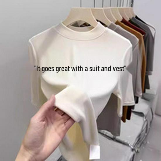 Women's Slimming Half High Neck Long Sleeve Base Layer T-shirt for Autumn/Winter 2025