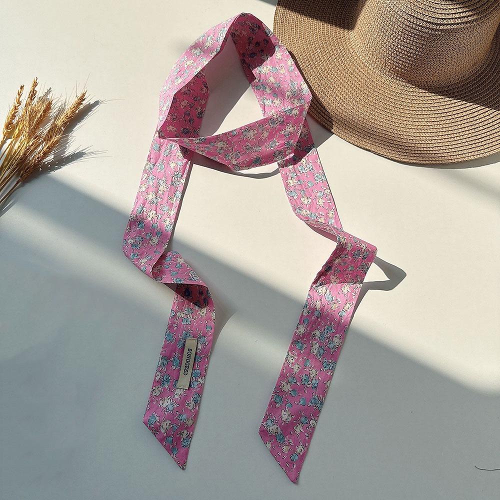 Flower Field Oil Painting Scarf Cotton Extended Long Ribbon Neckerchief Scarf Headband  Women