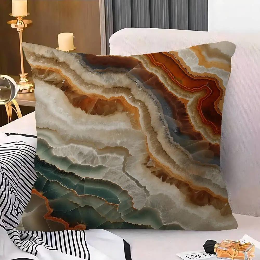 Декор для дома Сине-золотой Мраморный узор Наволочки Узор Наволочка для подушки Подходит для Дивана Спальни Автомобиля Наволочка 16x16Inch