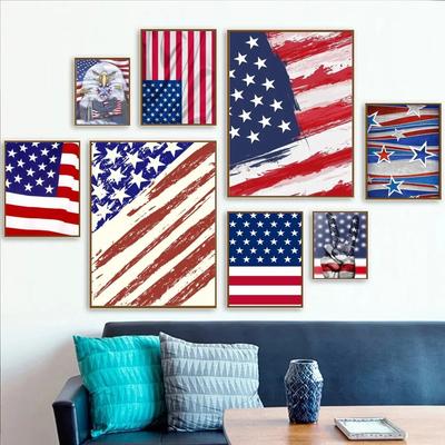 1 Stück Amerikanische USA Flagge Poster Papierdruck Zuhause Schlafzimmer Eingang Bar Café Kunst Malerei Dekoration