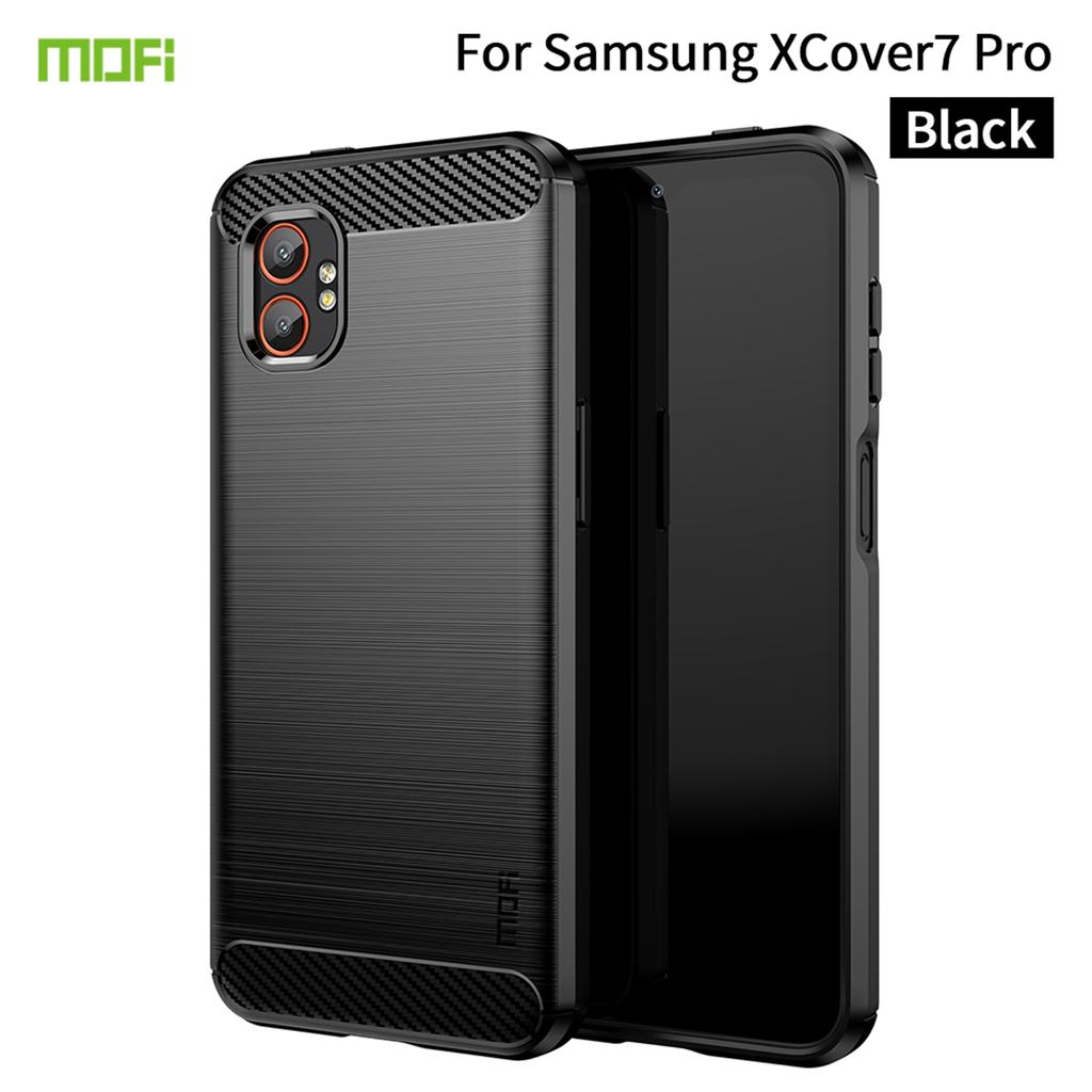For Samsung Galaxy XCover7 Pro Back Cover MOFI Brushed Texture Carbon Fiber Soft TPU Case