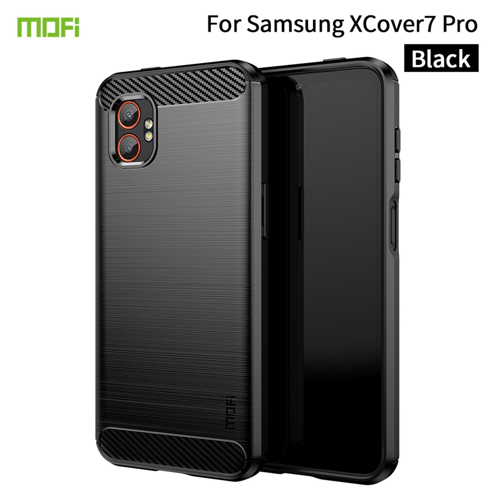 

For Samsung Galaxy XCover7 Pro Back Cover MOFI Brushed Texture Carbon Fiber Soft TPU Case Red