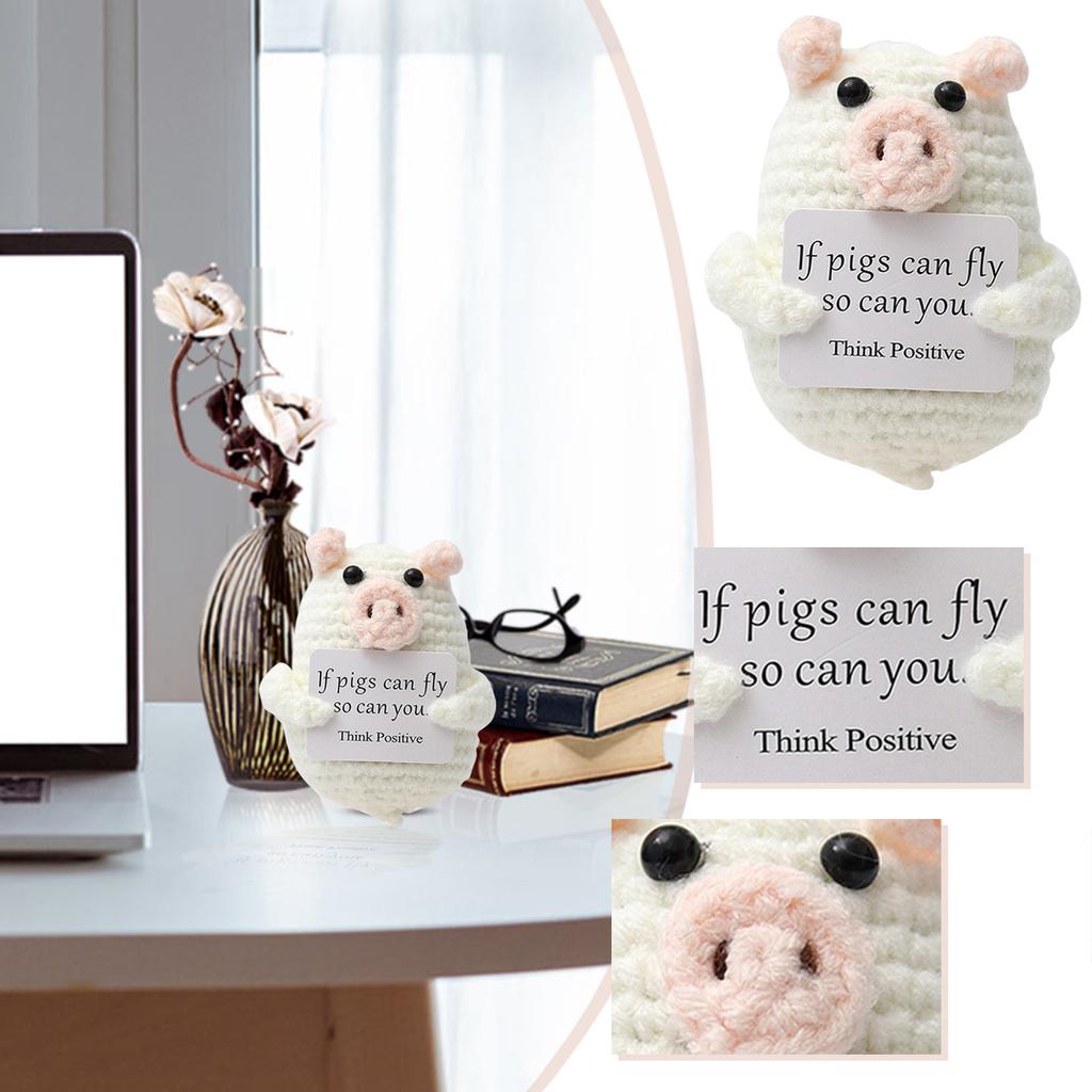 Cute Handwoven Positive Energy Duck Ornaments Handmade Crochet Support Emotional Pig Home Room Decor Christmas Gift.