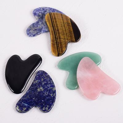 Gua Sha-Schaber aus natürlichem Jade, Gesichtsmassagegerät, Rosenquarz, Guasha-Massagebrett, Facelifting, schlanker Gouache-Schaber, Schabeplatte