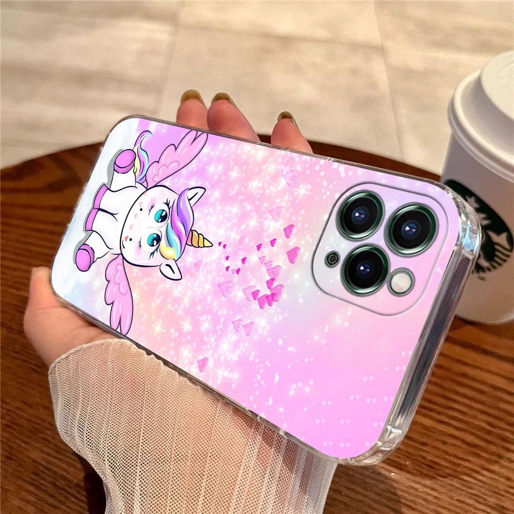 Süßes Regenbogen-Einhorn Transparente Hülle Für Apple iPhone 17 16 15 14 13 12 11 Pro Max 16 Plus 16E 17Air 17Pro Handyhülle Silikon