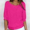 2026 Women's Solid Color Round Neck Knitwear Three-Quarter Sleeve Top