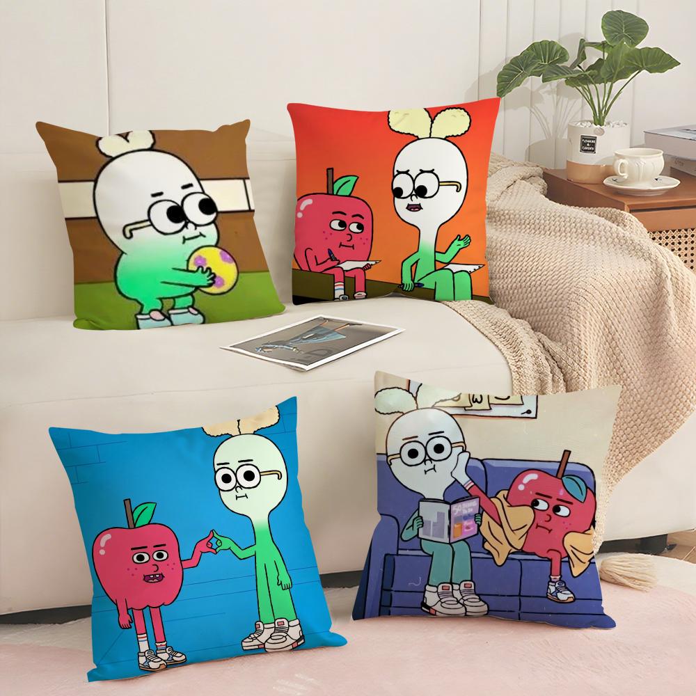 Anime Food AAppleS And OnionS Cushion Cover Breathable Linen Pillow Cover SkinFriendly Home Decor Pillowcase with Hidden Zipper