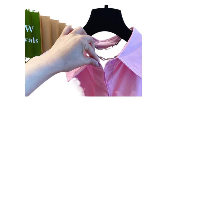 2025 Spring Women's Versatile Loose-Fit Cotton Polo Shirt - Solid Color, Long Sleeve, Commuting Style