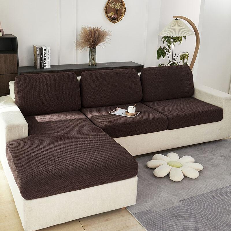Jacquard Fabric Sofa Seat Cover For Living Room Removable Solid Colors Couch Slipcover Thicken Elastic Furniture Protector
