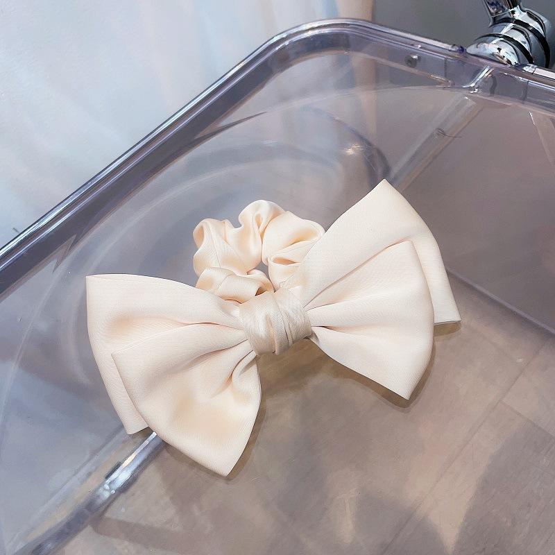 Simplicity Elegant Satin Big Bow Hair Rope for Woman Temperament No Damage Hair Hair Rope Fashion Girl High Ponytail Scrunchie