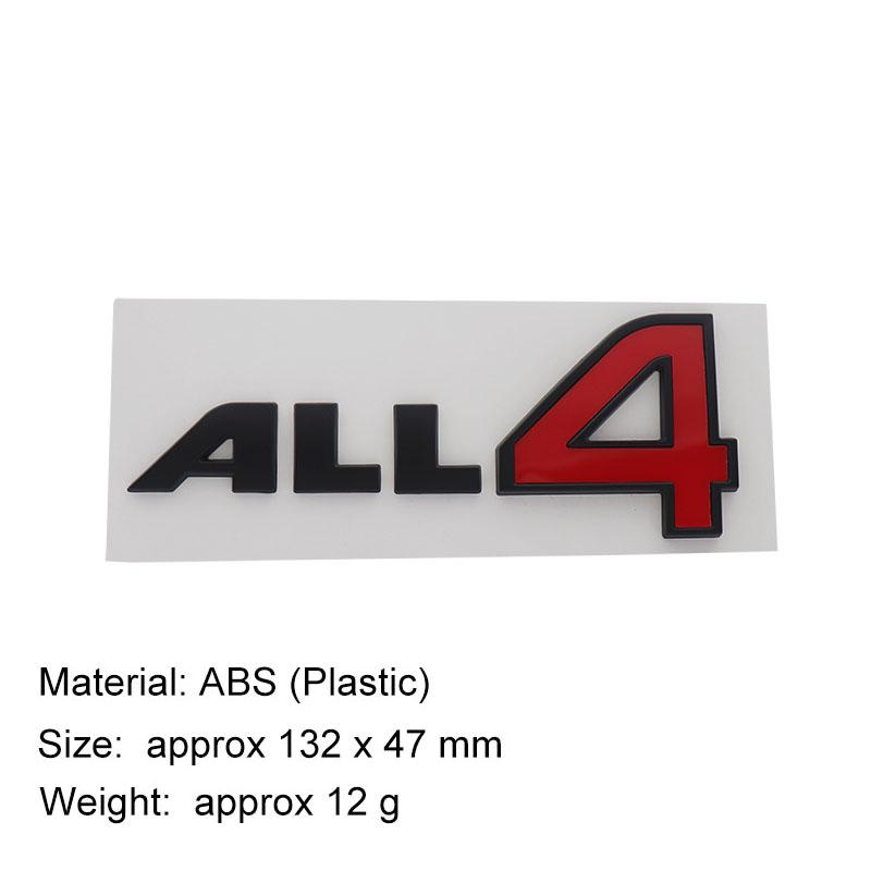 3D Premium ABS ALL4 Letters Sticker Tail Bumper Badge Auto Rear Trunk Emblem Accessories Exterior Decoration