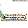 2D Flat, 1pc Rustic Bloom "Bloom Where You Are" Aluminium Decorative Sign - Vintage Farmhouse Floral Decor with Wood Grain, Wood Plaque for Home