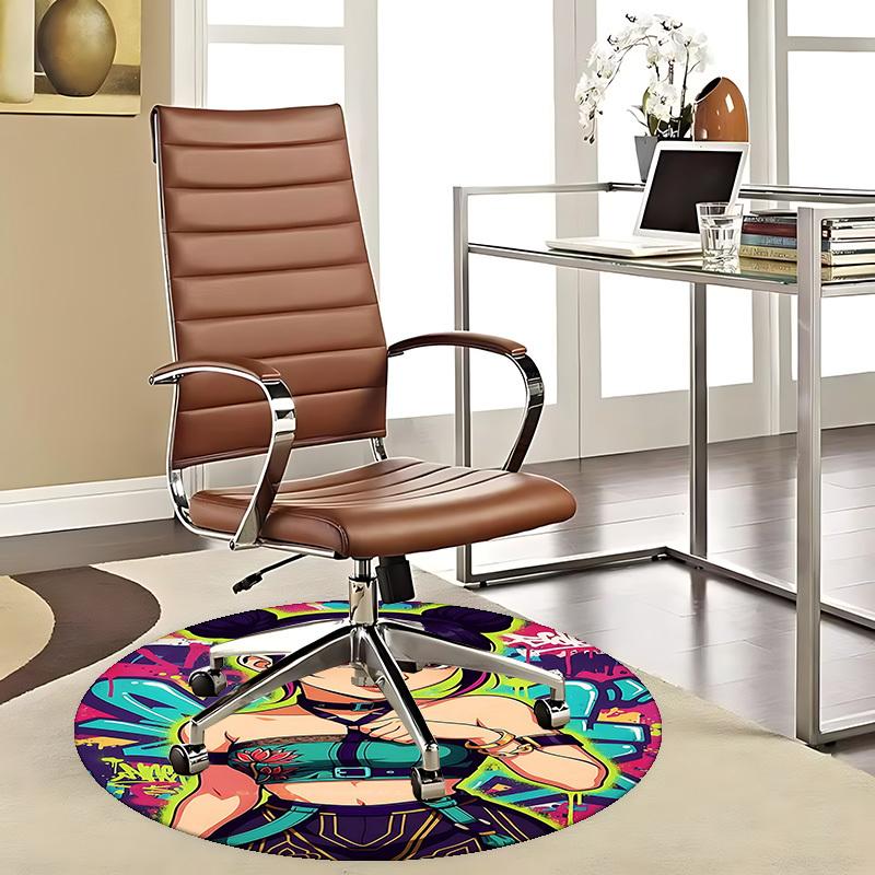 

1pc Anime Lotus Flower Round Carpet - Office Chair Mat, Non-Slip Rug for Home Decor, Seasonal Gift, Suitable for Office, Living Room, Bedroom, Game Ro 80cm by 80cm