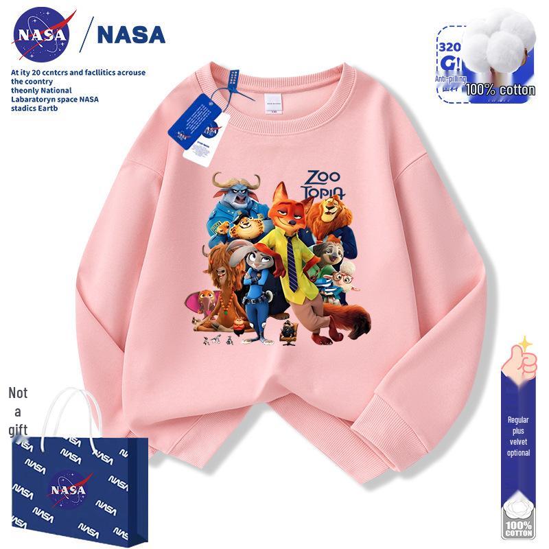 NASA Zootopia Kids Velvet Sweatshirt - Nick & Judy Cartoon Warm Top for Boys & Girls (Autumn/Winter)