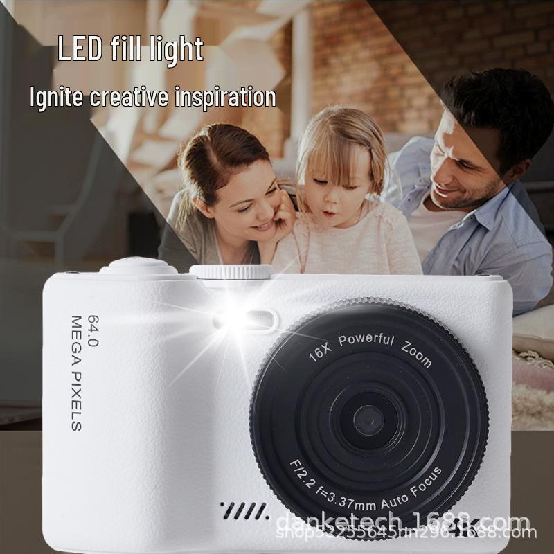 64MP HD Retro Flip Screen CCD Digital Dual Camera for Selfies