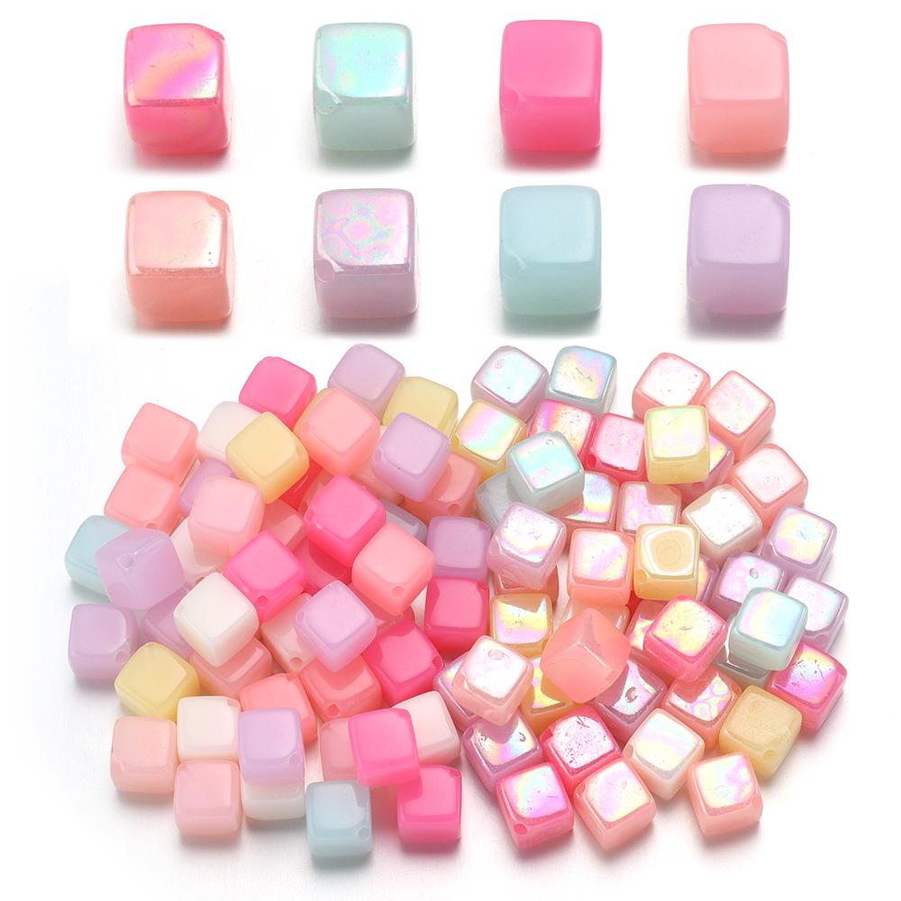 20/50pcs Acrylic Square Beads Jelly Color Cube Loose Spacer Beads For DIY Jewelry Making Crafts Necklace Bracelets Accessories