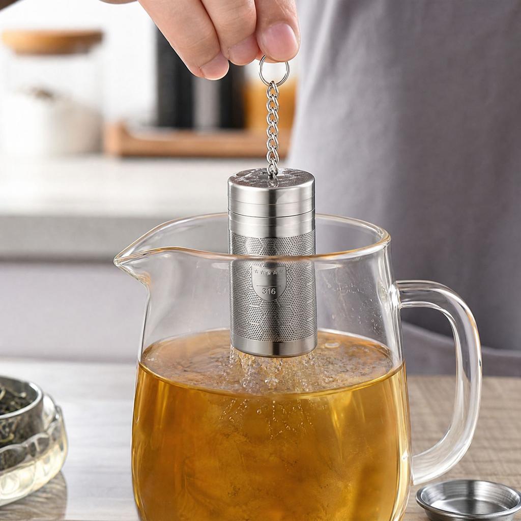 Stainless Tea Infuser with Fine Mesh Strainer for Thermal Cups, Threaded Tea Filter for Loose Leaf Tea