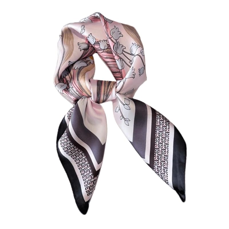 

[KOUMAKI] scarf ladies cat pattern cat print bandana shawl neckerchief 70×70cm silk style Stylish mother s day square How to roll bag decoration hair
