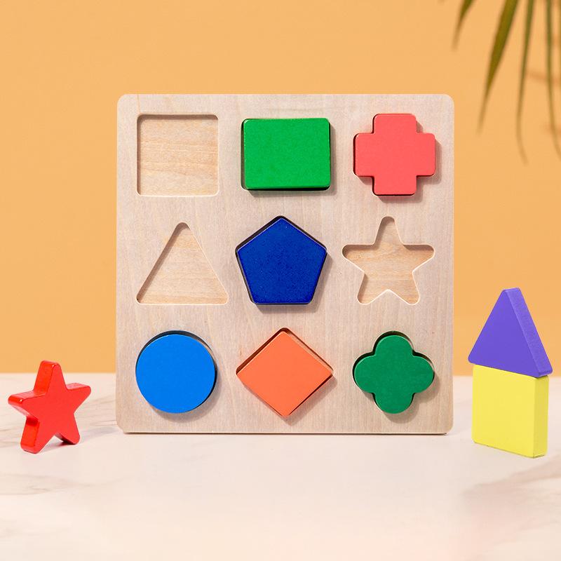 Early education geometric color shape building blocks cognitive matching puzzles equal panel board baby educational toys