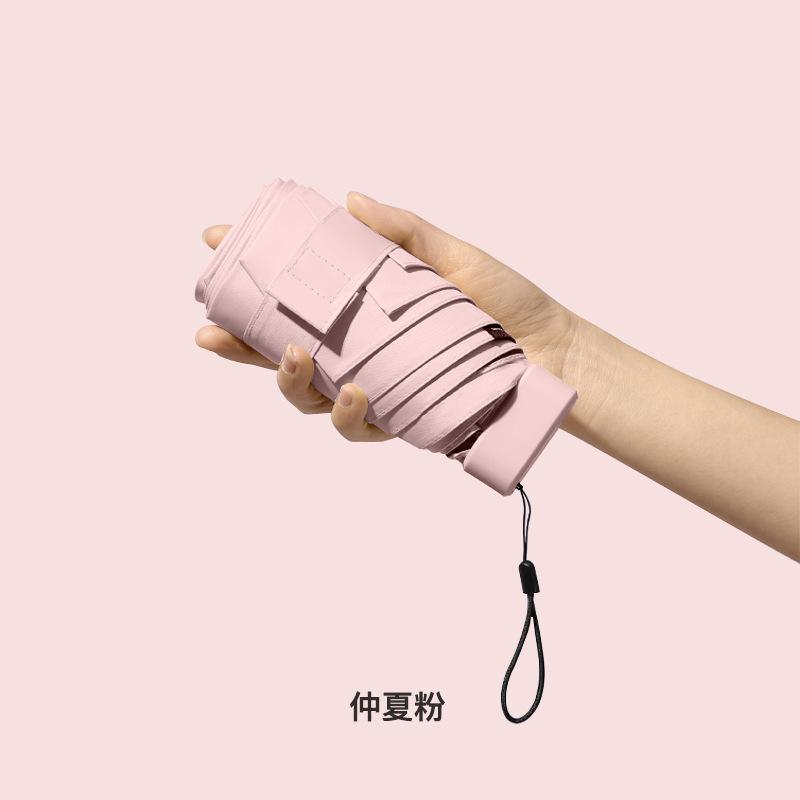 Capsule Sun umbrella Women's sunscreen anti-UV sunshade Clear umbrella dual-use mini five folding super light compact portable