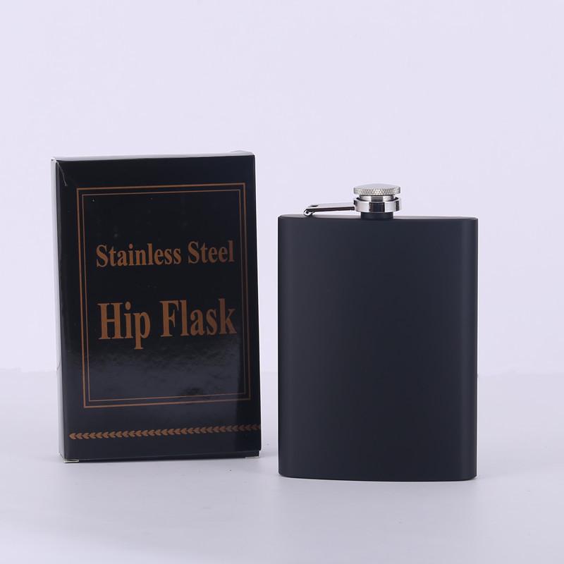 8oz Stainless Steel Hip Flask with Russian Leather, Portable Outdoor Small Flask - Brown/Black