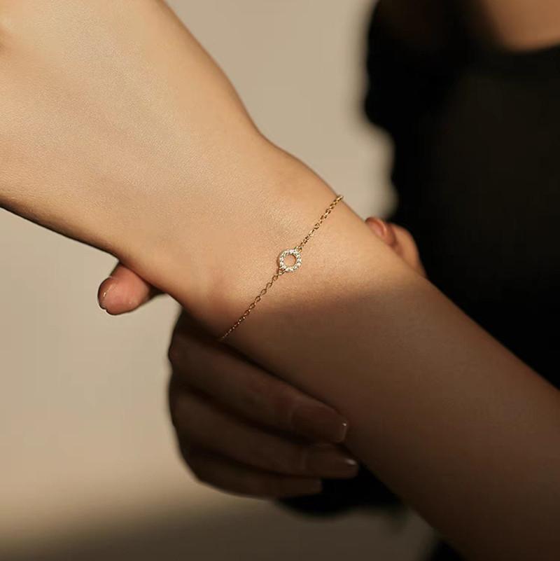 

925 Sterling Silver Plated 14K gold Sweet Delicate CZ Link Chain Bracelet For Women Daily Party Fine Jewelry Gold