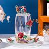 Colored Enamel Flower Glass Tea and Coffee Cup Set for Home and Office