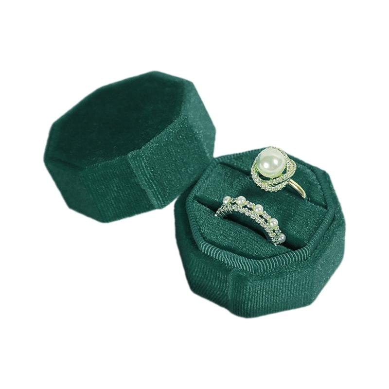 

Rings Box Jewelry Box Display Holder Cases Wedding Rings Flannel Material Jewelry Box Perfect Gift for Woman Man Girls темно-зелений колір
