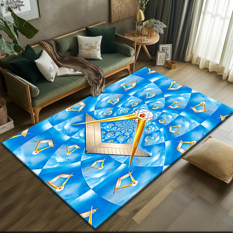 2026 New Style Shining All-Seeing Eye Freemason Carpet Rug for Living Room Bedroom Home Sofa Decoration,Kids play Non-slip Floor Mat