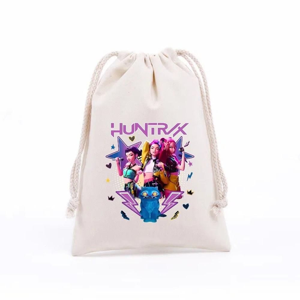 KPop Demon Hunters Storage Drawstring Bag Music Java Boys Cookies Candy Package Kids Gift Bags Print Cotton Key Pouch