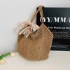 Artistic Small Fresh Straw Hollow Tote Bag Women's 2025 Summer Large-capacity Leisure Vacation Shoulder Beach Bag