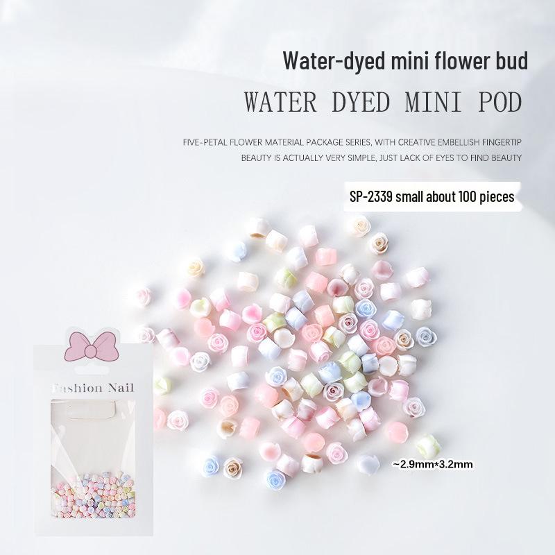 

Мини 3D цветы для нейл-арта, окрашенные водой, смола, стразы, упаковка 100 шт.