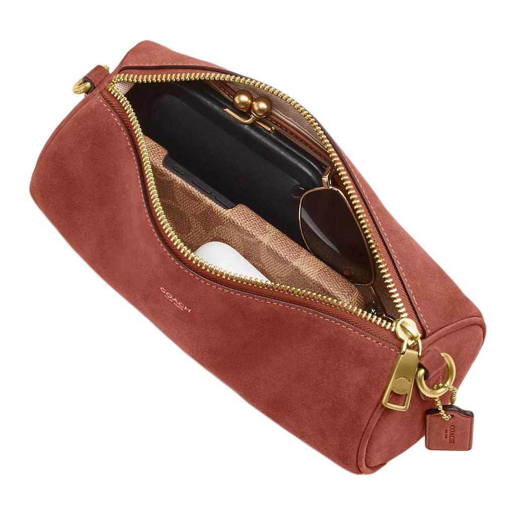 COACH Barrel Suede With Calfskin Cylinder Bag, Shoulder Bag Small Women's Clay CDY81-B4AY