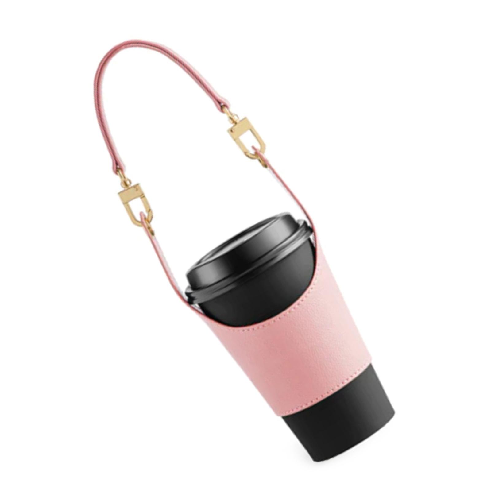 

Изолированный рукав для кофейной кружки с регулируемым ремешком, портативная защитная крышка, держатель для чашки для офиса или использования на открытом воздухе розовый