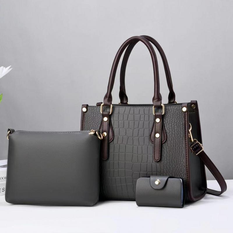 Three-piece set, mother and child bag, stone pattern, shoulder oblique span texture, women's bag texture, large-capacity handbag 3in1bags.