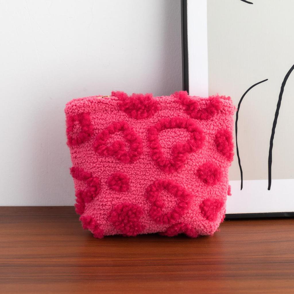 Cute Women Makeup Mini Bag Korean plush cute Portable Coin Purse Small Pouch Handbag Kawaii Female Cosmetic Storage Zipper Bag