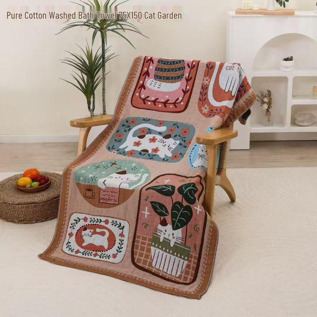 New Soft Ethnic Style Sun God Cotton Bath Towel - Skin-friendly & Absorbent